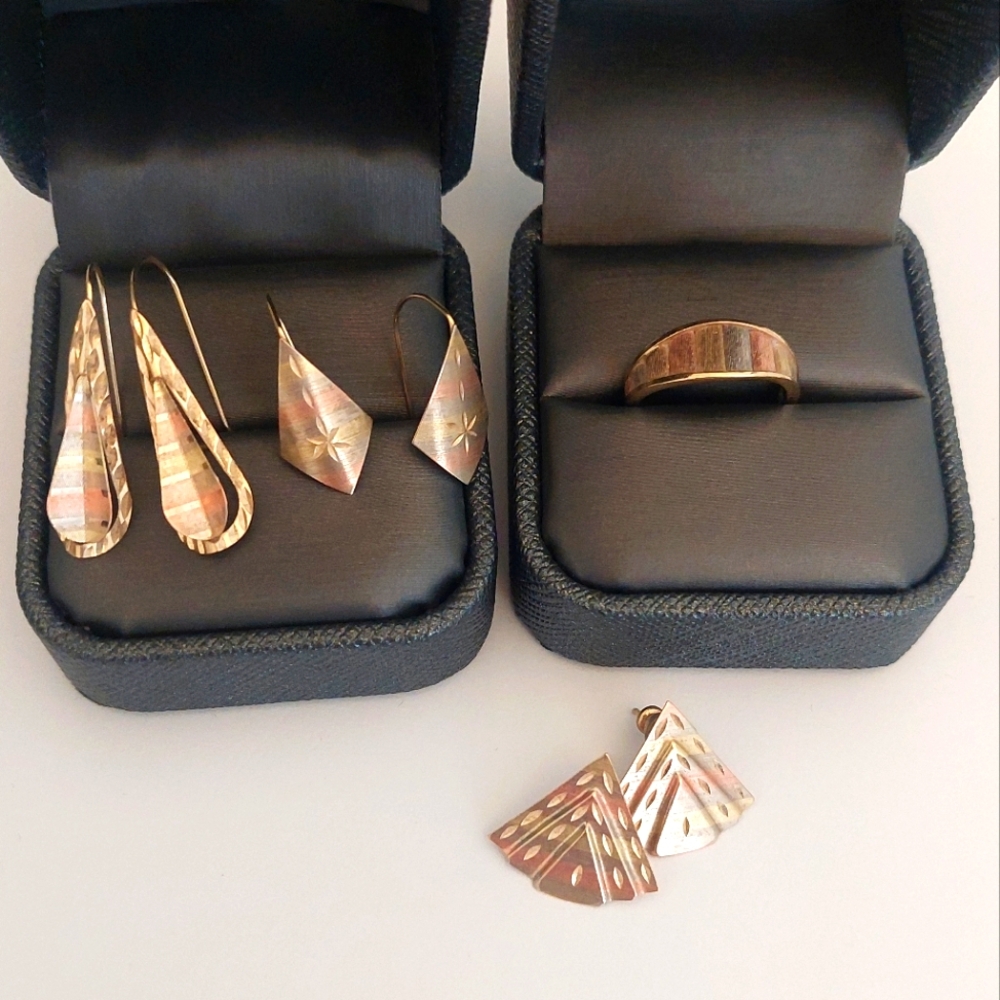 Tricolor Gold Jewelry Set